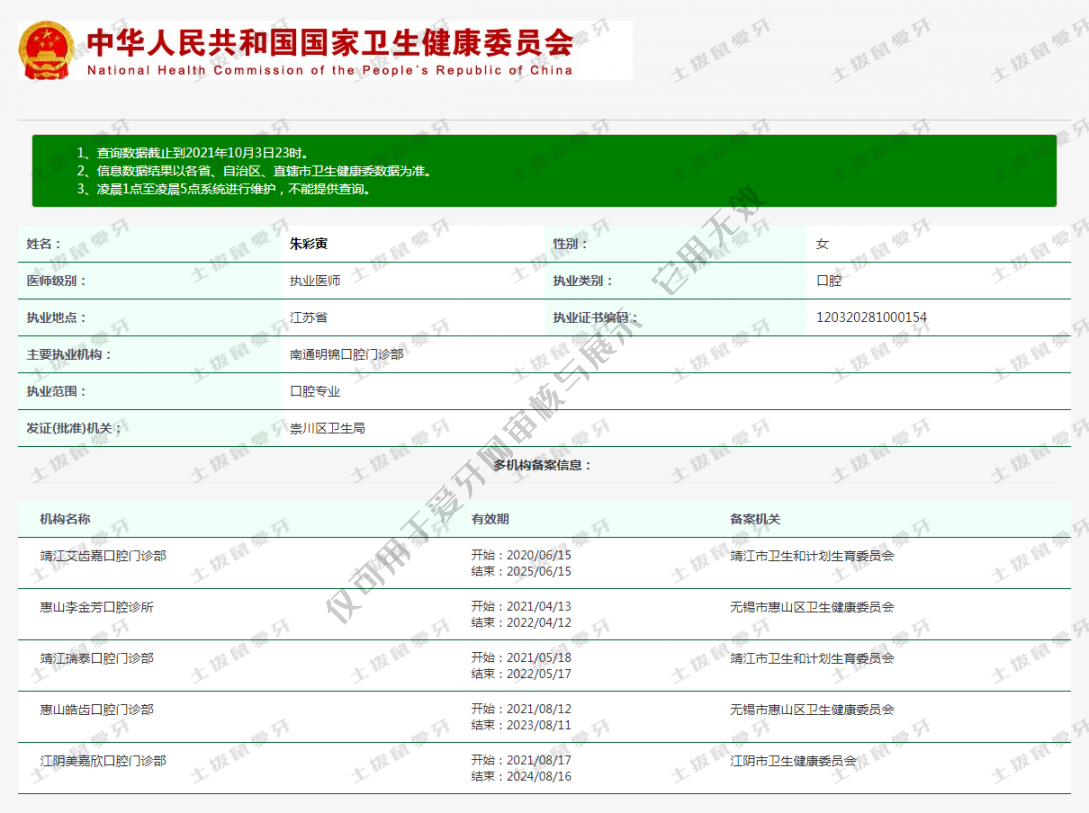 朱彩寅执业信息